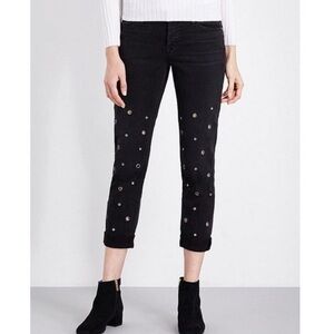 Hudson RILEY Crop Grommet Rhinestone Jeans BLACK